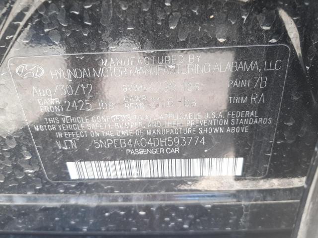 Photo 9 VIN: 5NPEB4AC4DH593774 - HYUNDAI SONATA GLS 