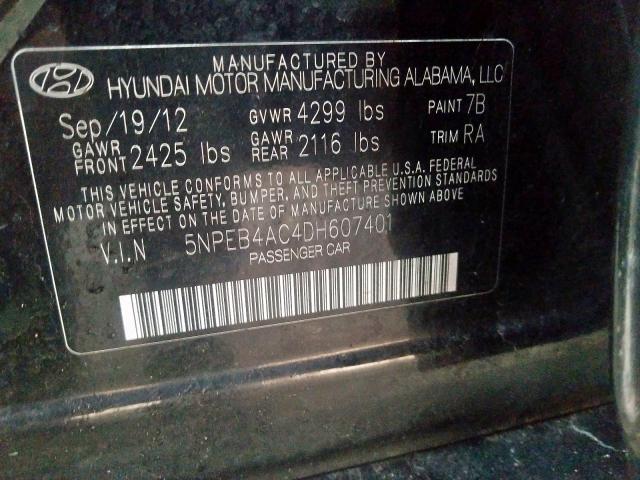 Photo 9 VIN: 5NPEB4AC4DH607401 - HYUNDAI SONATA GLS 