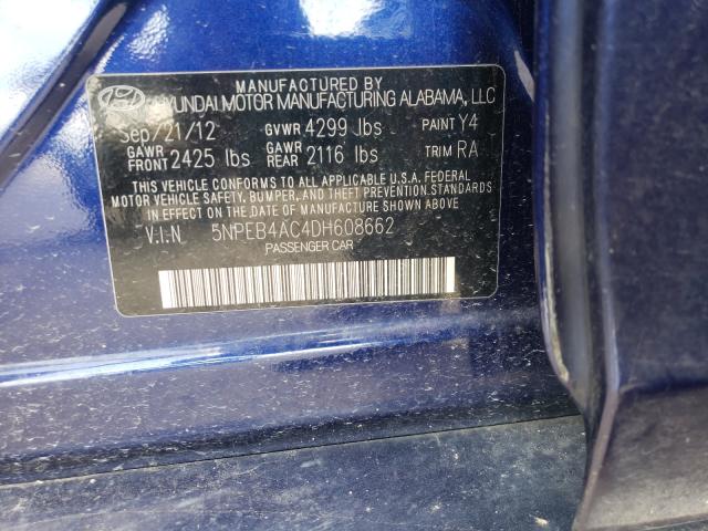 Photo 9 VIN: 5NPEB4AC4DH608662 - HYUNDAI SONATA GLS 