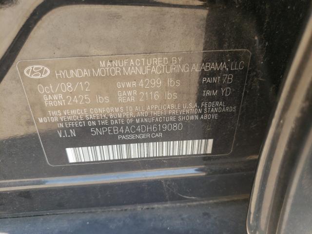 Photo 9 VIN: 5NPEB4AC4DH619080 - HYUNDAI SONATA GLS 