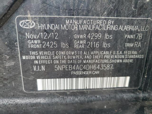 Photo 12 VIN: 5NPEB4AC4DH643587 - HYUNDAI SONATA 