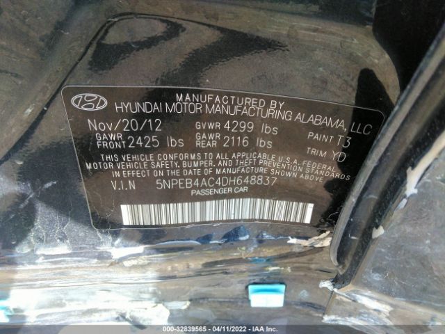 Photo 8 VIN: 5NPEB4AC4DH648837 - HYUNDAI SONATA 