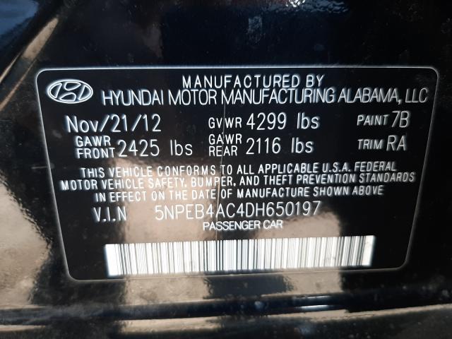 Photo 9 VIN: 5NPEB4AC4DH650197 - HYUNDAI SONATA 