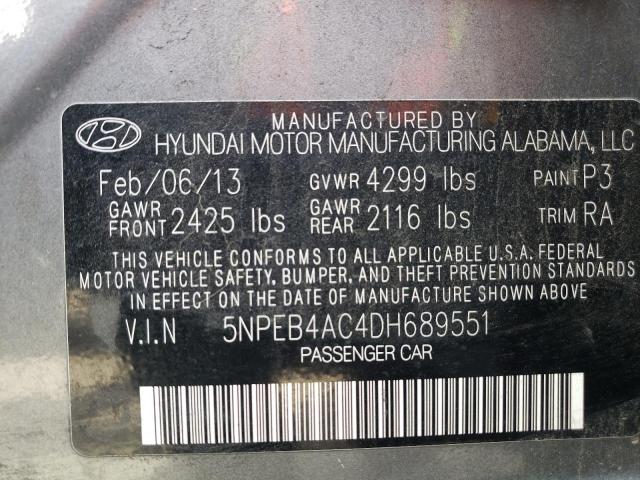 Photo 11 VIN: 5NPEB4AC4DH689551 - HYUNDAI SONATA GLS 