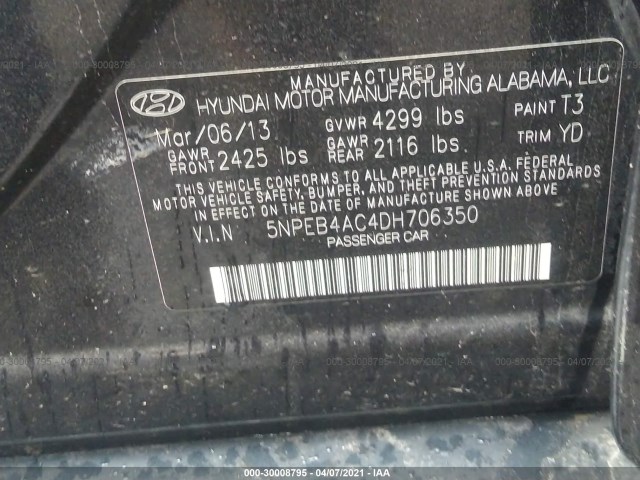 Photo 8 VIN: 5NPEB4AC4DH706350 - HYUNDAI SONATA 