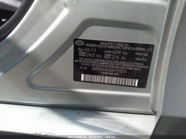 Photo 8 VIN: 5NPEB4AC4DH721835 - HYUNDAI SONATA 