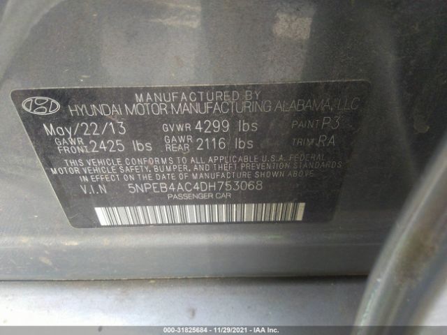 Photo 8 VIN: 5NPEB4AC4DH753068 - HYUNDAI SONATA 