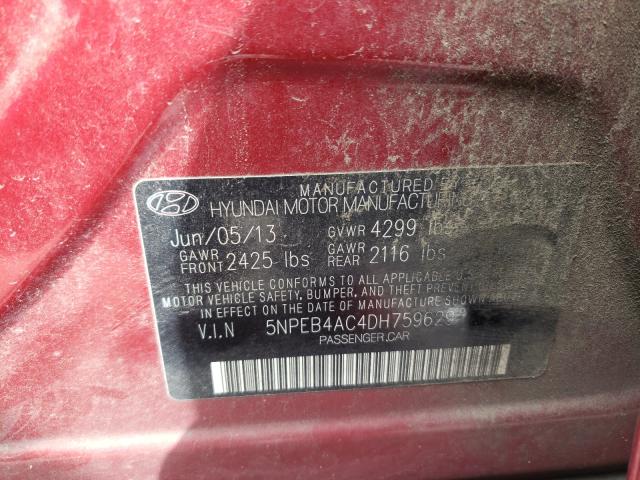 Photo 9 VIN: 5NPEB4AC4DH759629 - HYUNDAI SONATA GLS 