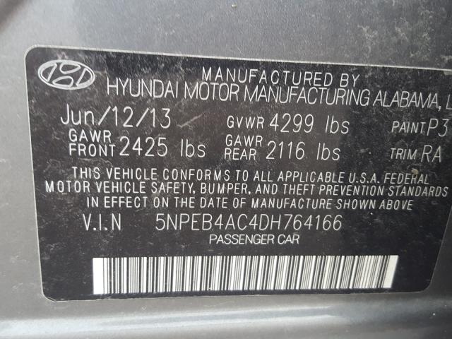 Photo 9 VIN: 5NPEB4AC4DH764166 - HYUNDAI SONATA GLS 