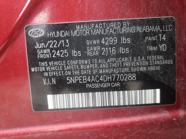 Photo 9 VIN: 5NPEB4AC4DH770288 - HYUNDAI SONATA 