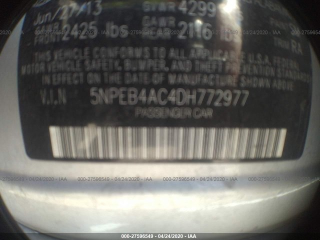 Photo 8 VIN: 5NPEB4AC4DH772977 - HYUNDAI SONATA 