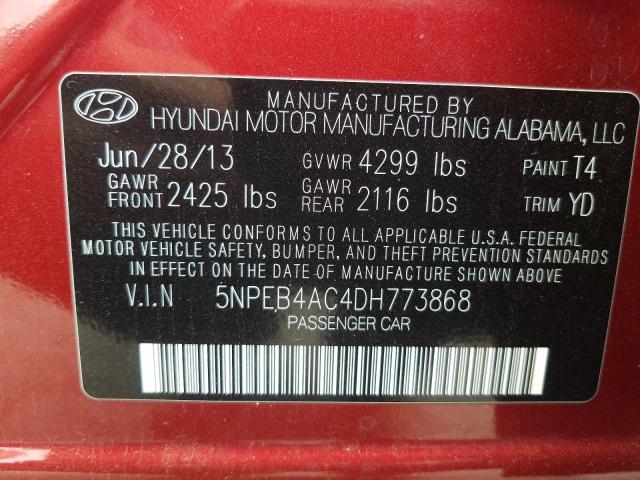 Photo 9 VIN: 5NPEB4AC4DH773868 - HYUNDAI SONATA GLS 