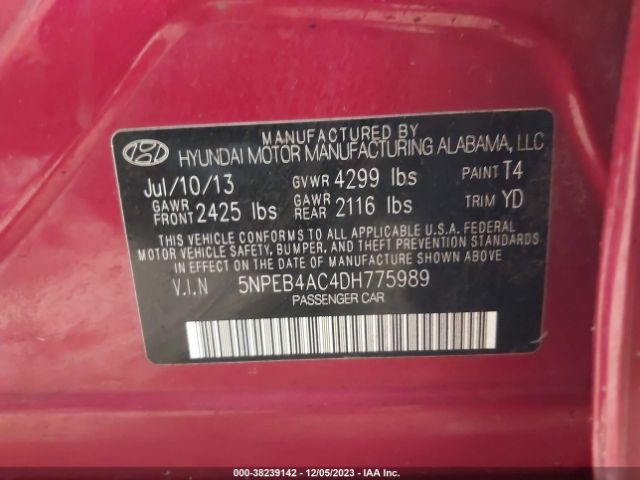 Photo 8 VIN: 5NPEB4AC4DH775989 - HYUNDAI SONATA 