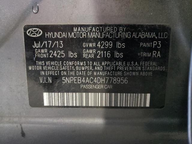 Photo 11 VIN: 5NPEB4AC4DH778956 - HYUNDAI SONATA GLS 