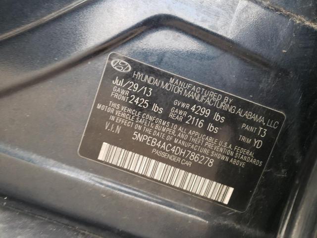 Photo 11 VIN: 5NPEB4AC4DH786278 - HYUNDAI SONATA GLS 