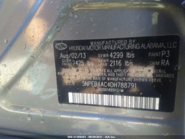 Photo 8 VIN: 5NPEB4AC4DH788791 - HYUNDAI SONATA 