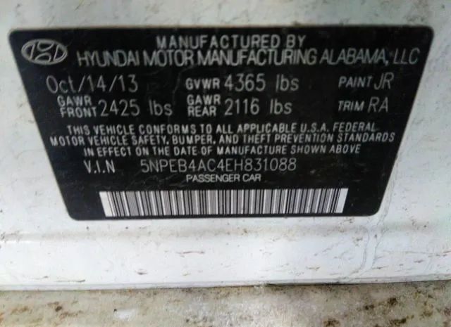 Photo 8 VIN: 5NPEB4AC4EH831088 - HYUNDAI SONATA 