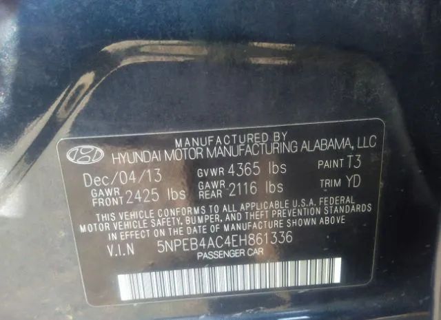 Photo 8 VIN: 5NPEB4AC4EH861336 - HYUNDAI SONATA 