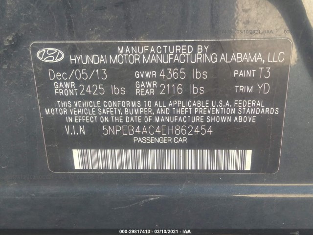 Photo 8 VIN: 5NPEB4AC4EH862454 - HYUNDAI SONATA 