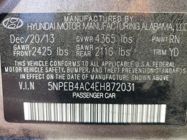 Photo 9 VIN: 5NPEB4AC4EH872031 - HYUNDAI SONATA GLS 