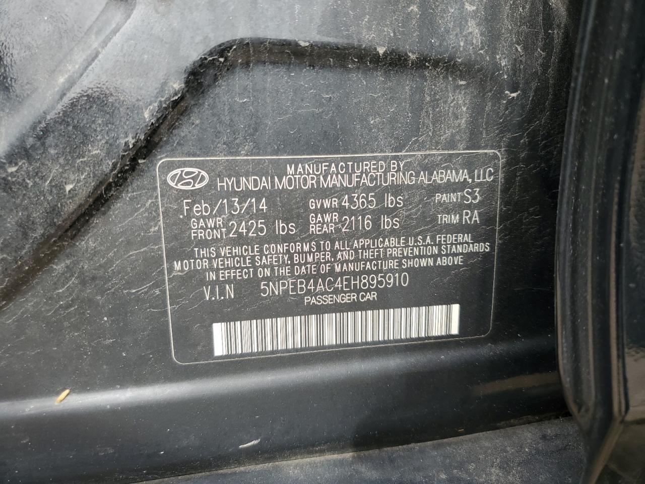 Photo 12 VIN: 5NPEB4AC4EH895910 - HYUNDAI SONATA 