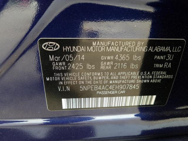 Photo 9 VIN: 5NPEB4AC4EH907845 - HYUNDAI SONATA GLS 