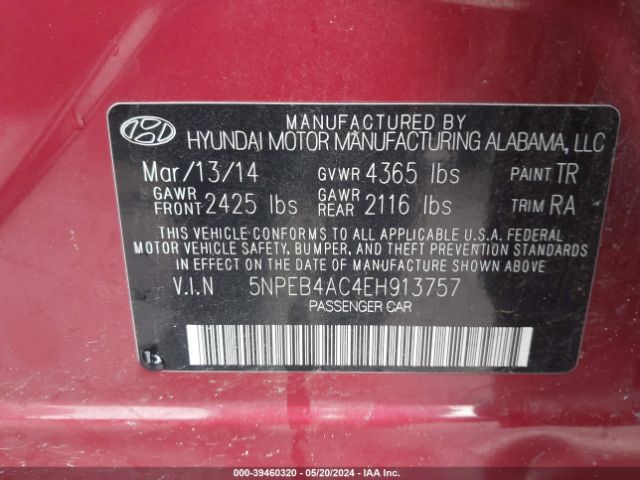 Photo 8 VIN: 5NPEB4AC4EH913757 - HYUNDAI SONATA 