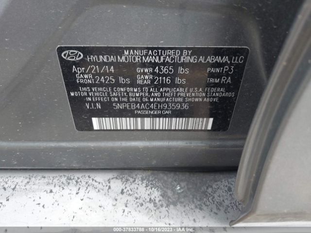 Photo 8 VIN: 5NPEB4AC4EH935936 - HYUNDAI SONATA 