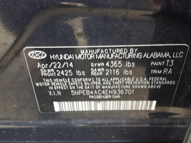 Photo 9 VIN: 5NPEB4AC4EH936701 - HYUNDAI SONATA GLS 