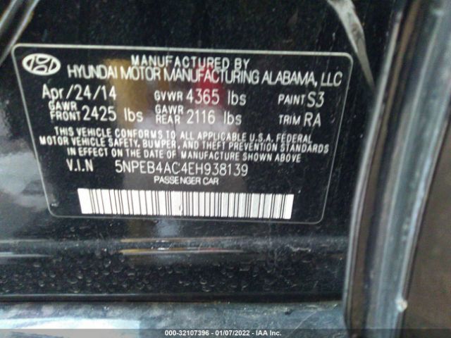 Photo 8 VIN: 5NPEB4AC4EH938139 - HYUNDAI SONATA 