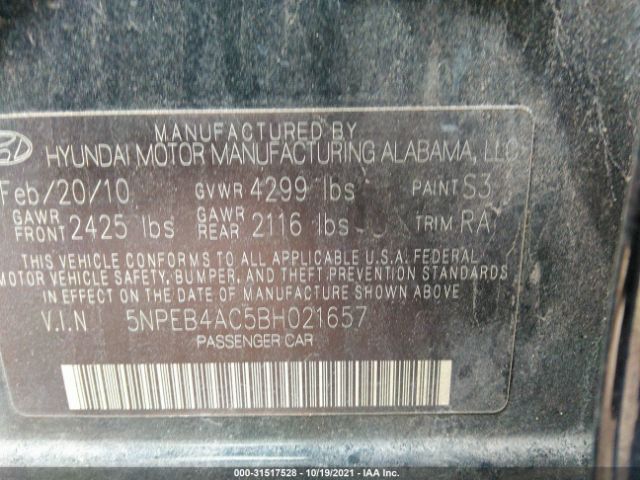 Photo 8 VIN: 5NPEB4AC5BH021657 - HYUNDAI SONATA 