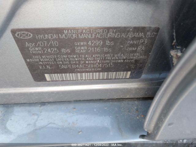 Photo 8 VIN: 5NPEB4AC5BH047515 - HYUNDAI SONATA 