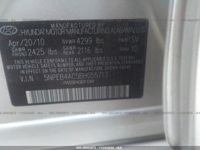 Photo 8 VIN: 5NPEB4AC5BH055713 - HYUNDAI SONATA 