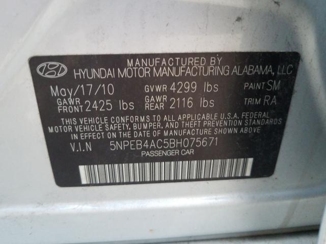 Photo 9 VIN: 5NPEB4AC5BH075671 - HYUNDAI SONATA 