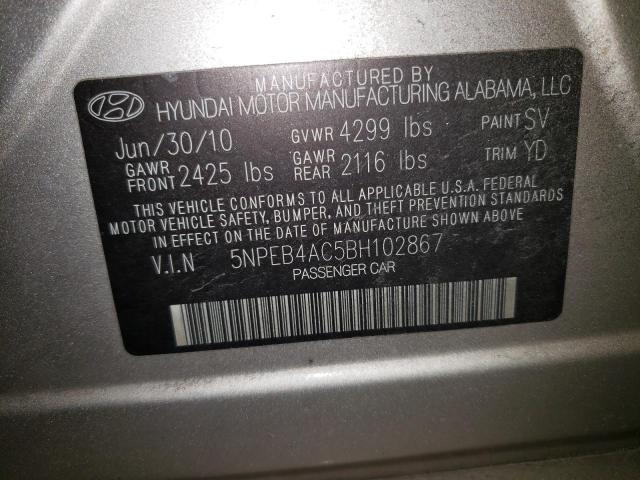 Photo 9 VIN: 5NPEB4AC5BH102867 - HYUNDAI SONATA GLS 