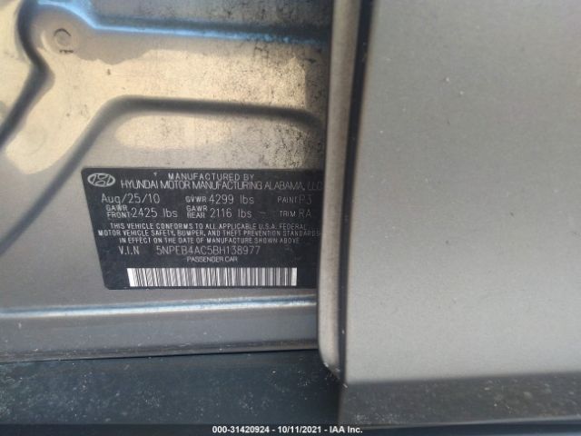 Photo 8 VIN: 5NPEB4AC5BH138977 - HYUNDAI SONATA 