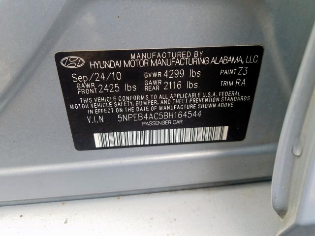 Photo 8 VIN: 5NPEB4AC5BH164544 - HYUNDAI SONATA GLS 