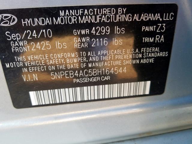 Photo 9 VIN: 5NPEB4AC5BH164544 - HYUNDAI SONATA GLS 