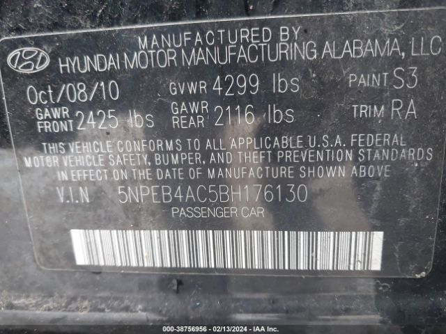 Photo 8 VIN: 5NPEB4AC5BH176130 - HYUNDAI SONATA 