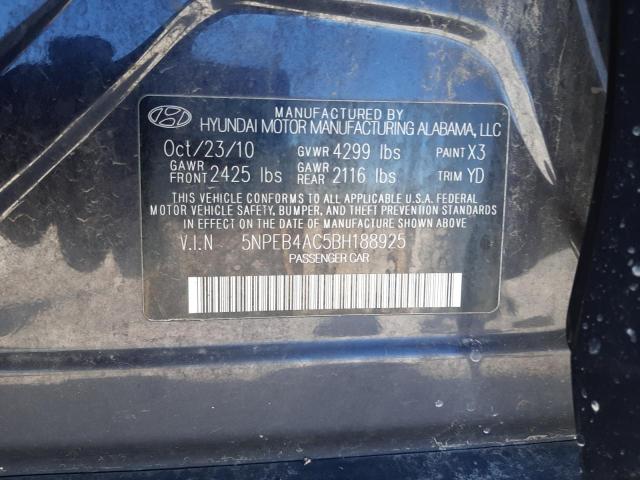 Photo 12 VIN: 5NPEB4AC5BH188925 - HYUNDAI SONATA GLS 