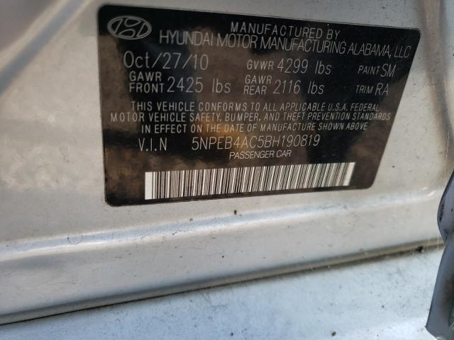 Photo 9 VIN: 5NPEB4AC5BH190819 - HYUNDAI SONATA GLS 