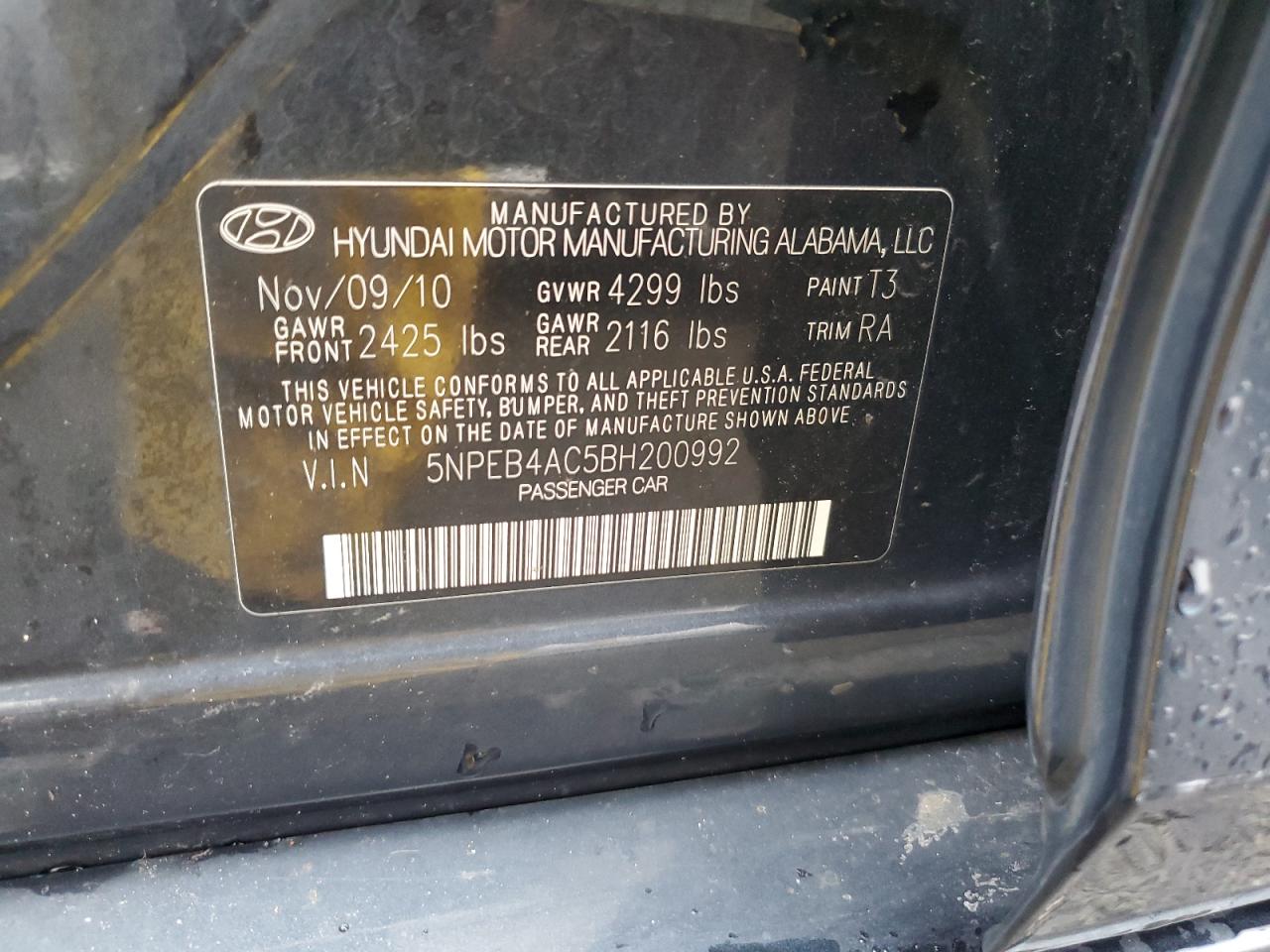 Photo 11 VIN: 5NPEB4AC5BH200992 - HYUNDAI SONATA 