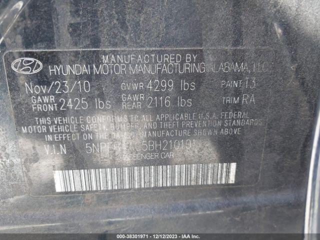 Photo 8 VIN: 5NPEB4AC5BH210101 - HYUNDAI SONATA 