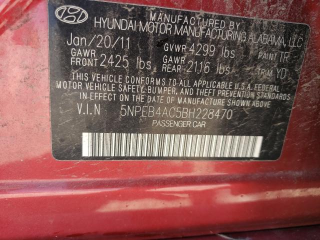 Photo 9 VIN: 5NPEB4AC5BH228470 - HYUNDAI SONATA GLS 