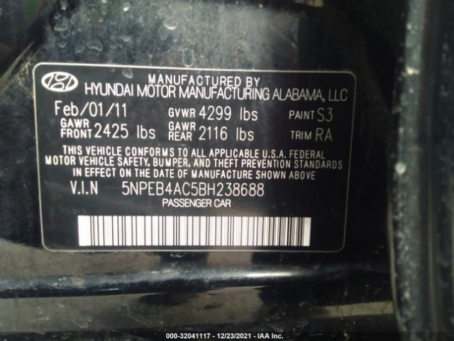 Photo 8 VIN: 5NPEB4AC5BH238688 - HYUNDAI SONATA 