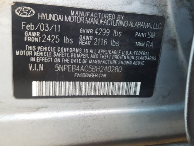 Photo 9 VIN: 5NPEB4AC5BH240280 - HYUNDAI SONATA GLS 