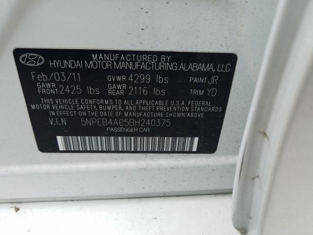 Photo 9 VIN: 5NPEB4AC5BH240375 - HYUNDAI SONATA GLS 