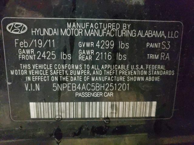 Photo 9 VIN: 5NPEB4AC5BH251201 - HYUNDAI SONATA GLS 