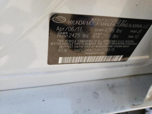 Photo 11 VIN: 5NPEB4AC5BH278575 - HYUNDAI SONATA 