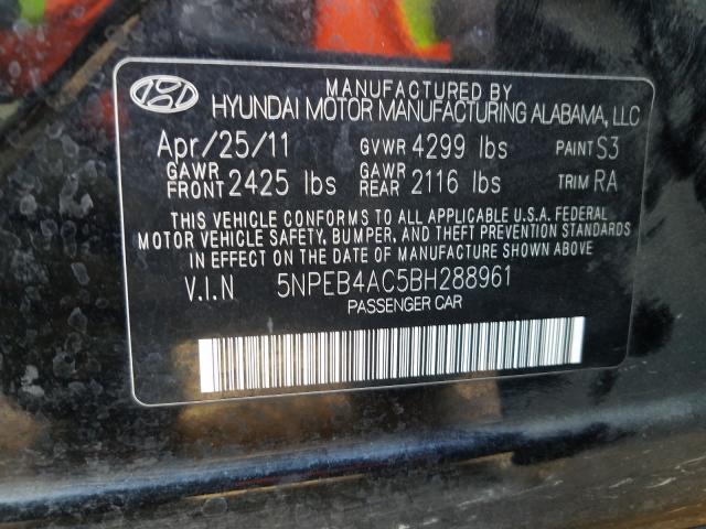 Photo 9 VIN: 5NPEB4AC5BH288961 - HYUNDAI SONATA GLS 